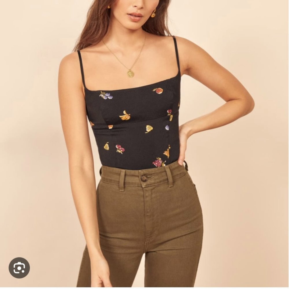 Reformation Black Floral Camisole